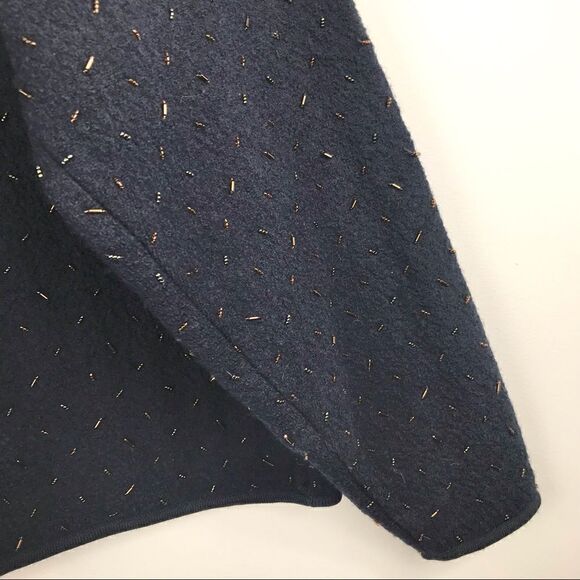 DKNY Vintage Navy Blue 100% Wool Beaded Cardigan Sweater - Picture 13 of 15